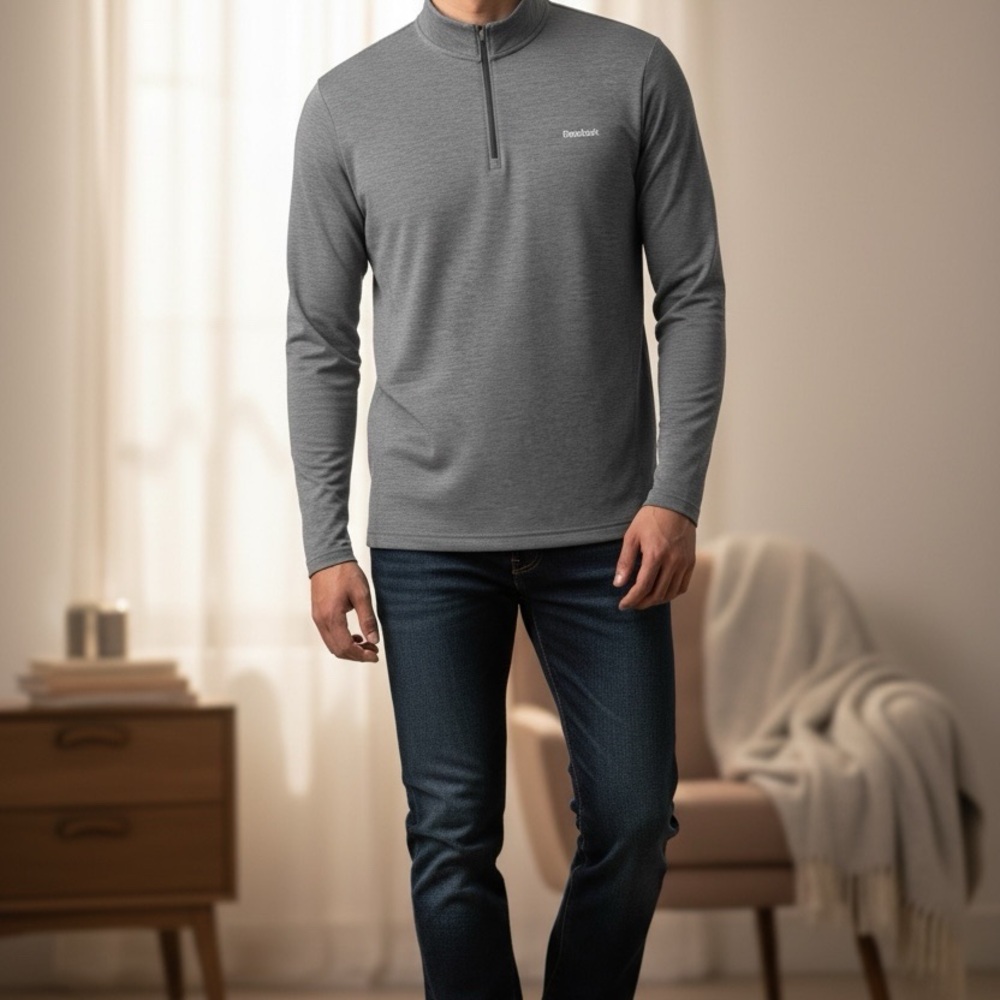 Reebok Gray Lightweight Quarter-Zip Shirt Jacket